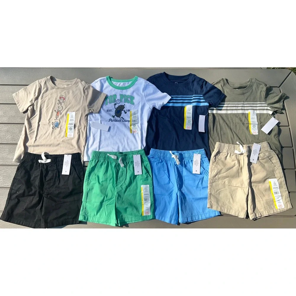 Wonder Nation Boys 8 Piece Lot 3T NWT T-Shirts and Shorts Mix Match Set